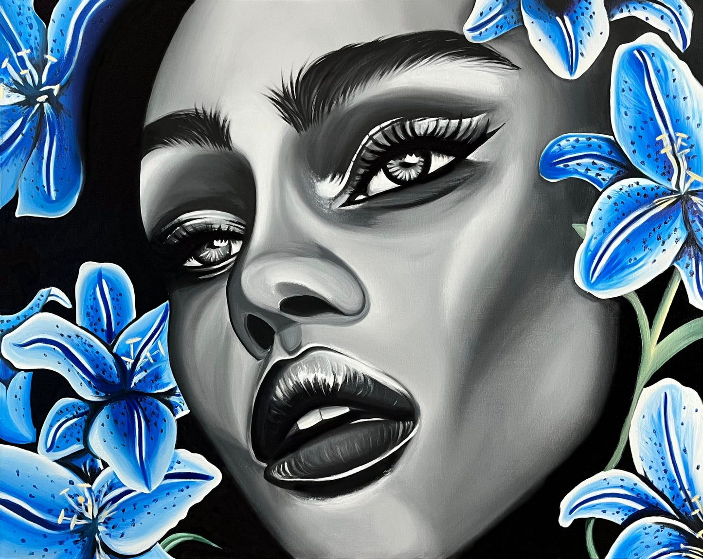 Midnight Lillies - Original målning - Emilia Olofsson